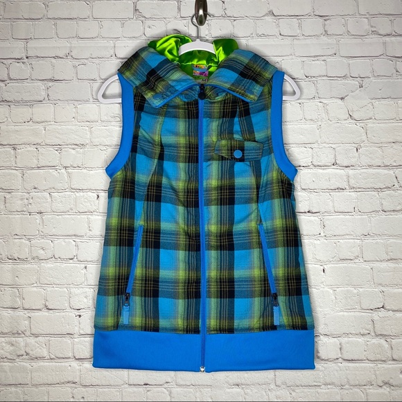Burton Dry Ride Ho Chi Minh Plaid Hooded Vest M - Picture 1 of 10